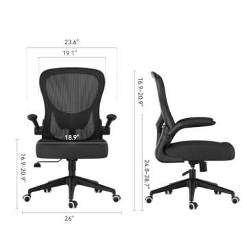 Hbada Office Chair Ergonomic Desk Chair, Office Chairs with PU Silent Wheels, Breathable Mesh Comput...