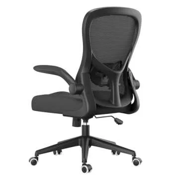Hbada Office Chair Ergonomic Desk Chair, Office Chairs with PU Silent Wheels, Breathable Mesh Computer Chair with Adjustable Lumbar Support, Flip-up Armrests, Tilt Function, Black