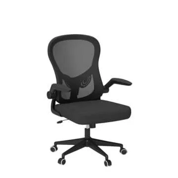 Hbada Office Chair Ergonomic Desk Chair, Office Chairs with PU Silent Wheels, Breathable Mesh Computer Chair with Adjustable Lumbar Support, Flip-up Armrests, Tilt Function, Black