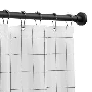 EBOATOP Shower Curtain Rod Tension - Never Rust No Drill Non-Slip Spring Tension Shower Rod, 43-73 inches Stainless Steel, Matte Black