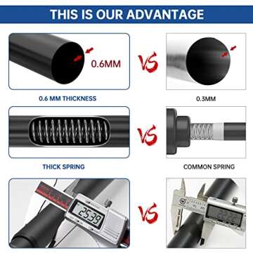 EBOATOP Shower Curtain Rod Tension - Never Rust No Drill Non-Slip Spring Tension Shower Rod, 43-73 inches Stainless Steel, Matte Black