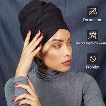 12 Pieces Head Wrap Scarf Stretch Jersey Turban Extra Long Ultra Soft Urban Headwraps for Women Soli...