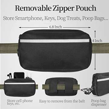 iYoShop Hands Free Dog Leash with Zipper Pouch, Dual Padded Handles and Durable Bungee for Walking, ...