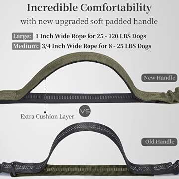 iYoShop Hands Free Dog Leash with Zipper Pouch, Dual Padded Handles and Durable Bungee for Walking, Jogging and Running Your Dog (Large, 25-120 lbs, Military Green)