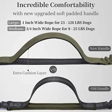iYoShop Hands Free Dog Leash with Zipper Pouch, Dual Padded Handles and Durable Bungee for Walking, Jogging and Running Your Dog (Large, 25-120 lbs, Military Green)