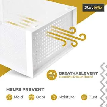 I&D DESIGNS STACBOX Shoe Organizer | Stackable Easy to Assemble for Closet | Protects Shoes | Clear Display | Declutters Spaces | Multipurpose Storage Container (SMALL Size 6 Pcs)