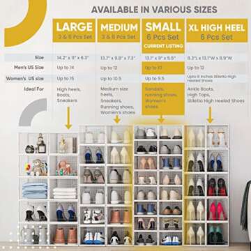 I&D DESIGNS STACBOX Shoe Organizer | Stackable Easy to Assemble for Closet | Protects Shoes | Clear Display | Declutters Spaces | Multipurpose Storage Container (SMALL Size 6 Pcs)