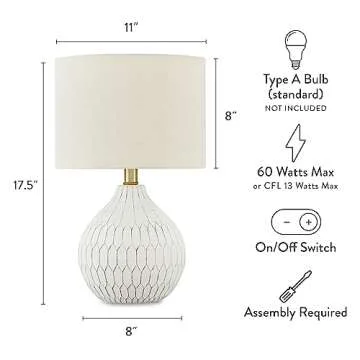 Wardmont 18" Ceramic Table Lamp - Elegant & Stylish Lighting