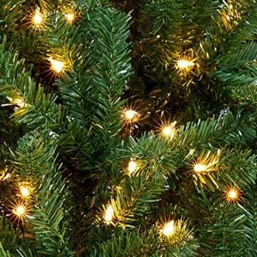 Yaheetech 7.5ft Prelit Artificial Hinged Christmas Pine Tree Prelighted Xmas Tree for Home Party Holiday Decoration with 550 Warm White Lights and 1354 Branch Tips