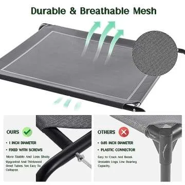 WESTERN HOME WH Elevated Raised Dog Bed Cot, Outdoor Dog Beds for Large Sized Dogs with Bolster, Cooling Pet Cot with Breathable Mesh, Skid-Resistant Feet, Grey, 48 inches