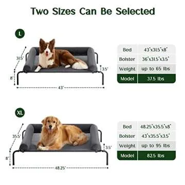 WESTERN HOME WH Elevated Raised Dog Bed Cot, Outdoor Dog Beds for Large Sized Dogs with Bolster, Cooling Pet Cot with Breathable Mesh, Skid-Resistant Feet, Grey, 48 inches
