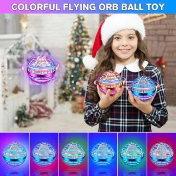 Flying Orb Ball Toy,Flying Ball Drone Hand Controlled, Flying Hover Ball Toys with LED Light, Cool Toys Birthday Gift, Cosmic Globe Boomerang Ball for Boys and Girls (Blue)