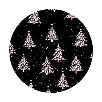 Pink Leopard Print Christmas Trees PopSocket Grip