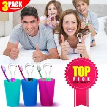 CATACC PRO 3 Pack Metal Tongue Scraper for Kids, Durable Stainless Steel Tongue Scraper Cleaner for Adults - with Travel Case