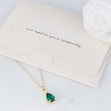 On palette Birthstone Pendant Handmade Gold Plated Necklace Gift Jewelry for Women/Wife, Girlfriend,...