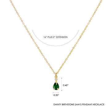 On palette Birthstone Pendant Handmade Gold Plated Necklace Gift Jewelry for Women/Wife, Girlfriend, Sister, Mom, Friend/Anniversary Birthday Gift Ideas (05.May-Emerald)