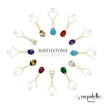 On palette Birthstone Pendant Handmade Gold Plated Necklace Gift Jewelry for Women/Wife, Girlfriend, Sister, Mom, Friend/Anniversary Birthday Gift Ideas (05.May-Emerald)