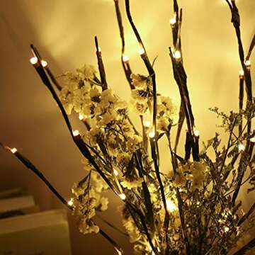 XIANMU Led Branch Light Battery Operated Lighted Branches Vase Filler Willow Twig Lighted Branch 30 Inch 20 LED for Christmas Home Party Decoration Indoor Outdoor Use Pack of 2 Warm White