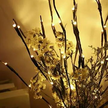 XIANMU Led Branch Light Battery Operated Lighted Branches Vase Filler Willow Twig Lighted Branch 30 Inch 20 LED for Christmas Home Party Decoration Indoor Outdoor Use Pack of 2 Warm White