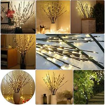XIANMU Led Branch Light Battery Operated Lighted Branches Vase Filler Willow Twig Lighted Branch 30 Inch 20 LED for Christmas Home Party Decoration Indoor Outdoor Use Pack of 2 Warm White