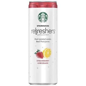 Starbucks Refreshers, 3 Flavor Variety Pack (Peach,Cherry, Stw Lmd), 12 Ounce Sleek Cans (Pack of 12)