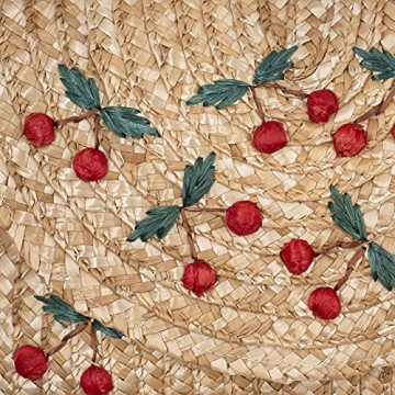 surell Cherry Crossbody Straw Bag - Women's Clutch Bag with Cherries - Summer Beach Bag with Long Strap