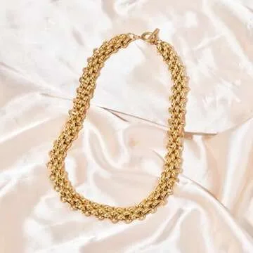 Stylish Chunky Gold Necklace for Women 18K Gold Plated