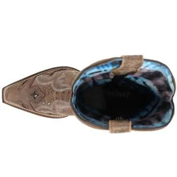 Laredo Womens Lucretia Tooled-Inlay Embroidery Studded Snip Toe Dress Boots Mid Calf Mid Heel 2-3" - Brown - Size 7.5 B_W