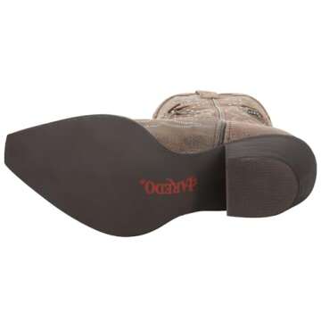 Laredo Womens Lucretia Tooled-Inlay Embroidery Studded Snip Toe Dress Boots Mid Calf Mid Heel 2-3" - Brown - Size 7.5 B_W