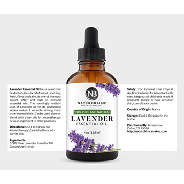 NaturoBliss Lavender Essential Oil Pure Natural 4 fl. Oz