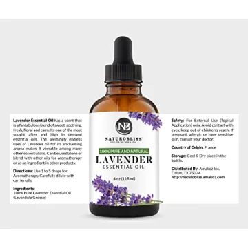 NaturoBliss Lavender Essential Oil Pure Natural 4 fl. Oz