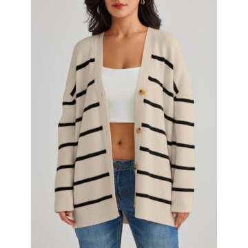 LILLUSORY Women Oversized Cardigan Sweater 2025 Fall Outfits Cloth Fashion V Neck Knit Button Front Casual Trendy Tops Apricot Medium