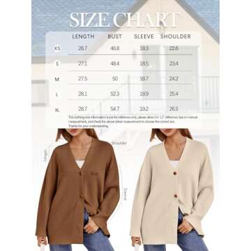 LILLUSORY Women Oversized Cardigan Sweater 2025 Fall Outfits Cloth Fashion V Neck Knit Button Front Casual Trendy Tops Apricot Medium