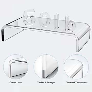 Acrylic Monitor Stand - Acrylic Computer Laptop Stand White Clear Monitor Stand Acrylic Computer Stand Acrylic Monitor Riser for Desk Keyboard Storage Office, Home, School