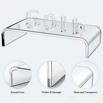Acrylic Monitor Stand - Acrylic Computer Laptop Stand White Clear Monitor Stand Acrylic Computer Stand Acrylic Monitor Riser for Desk Keyboard Storage Office, Home, School