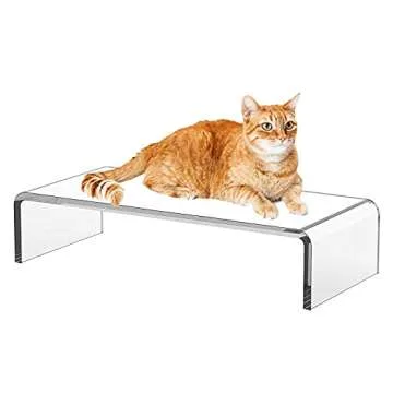 Acrylic Monitor Stand - Acrylic Computer Laptop Stand White Clear Monitor Stand Acrylic Computer Stand Acrylic Monitor Riser for Desk Keyboard Storage Office, Home, School