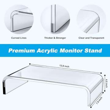 Acrylic Monitor Stand - Acrylic Computer Laptop Stand White Clear Monitor Stand Acrylic Computer Stand Acrylic Monitor Riser for Desk Keyboard Storage Office, Home, School