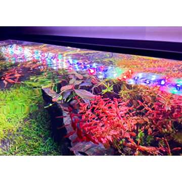 JC&P Full Spectrum Aquarium LED Light with Extendable Brackets with Red, Green, Blue and White LEDs Aquatic Fish Tank Light with Dimming Timer, Color Modes and Control 32W(28"-36")