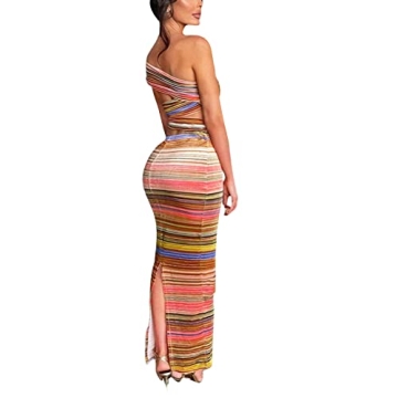Archipere Women Striped Bodycon Dress for Summer Parties