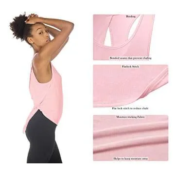 icyzone Open Back Workout Tops for Stylish Exercise