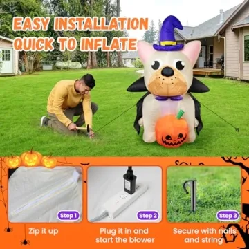 5FT Halloween Inflatable Pumpkin Puppy with Lights