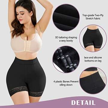 KELLYLEE Butt Lifter Panties High Waisted Underwear for Women Tummy Control Body Shaper Shorts Thigh Slimmers Hi-Waist BoyShort Faja Shapewear for Women Black L