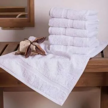 SALBAKOS Premium 6 Piece Hand Towel Set, 100% Turkish Cotton, Quick Dry & Comfy Towels for Hotel & Spa, Highly Absorbent 16"x30" (White)