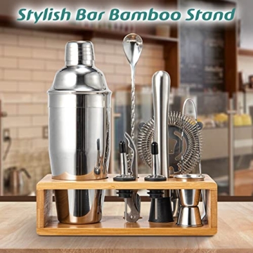 Professional Bartender Kit with Bamboo Stand for Home Bar