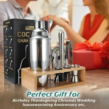 Professional Bartender Kit with Bamboo Stand for Home Bar