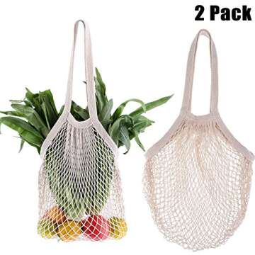 Reusable Grocery Mesh Bags Organic Shopping Bags Produce Net Bags with Long Handle for Fruit Vegetable Storage (2)