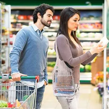 Reusable Grocery Mesh Bags Organic Shopping Bags Produce Net Bags with Long Handle for Fruit Vegetable Storage (2)