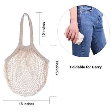 Reusable Grocery Mesh Bags Organic Shopping Bags Produce Net Bags with Long Handle for Fruit Vegetable Storage (2)