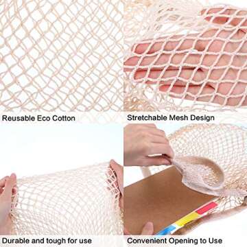 Reusable Grocery Mesh Bags Organic Shopping Bags Produce Net Bags with Long Handle for Fruit Vegetable Storage (2)