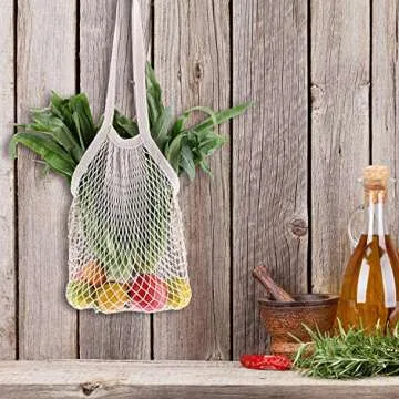 Reusable Grocery Mesh Bags Organic Shopping Bags Produce Net Bags with Long Handle for Fruit Vegetable Storage (2)